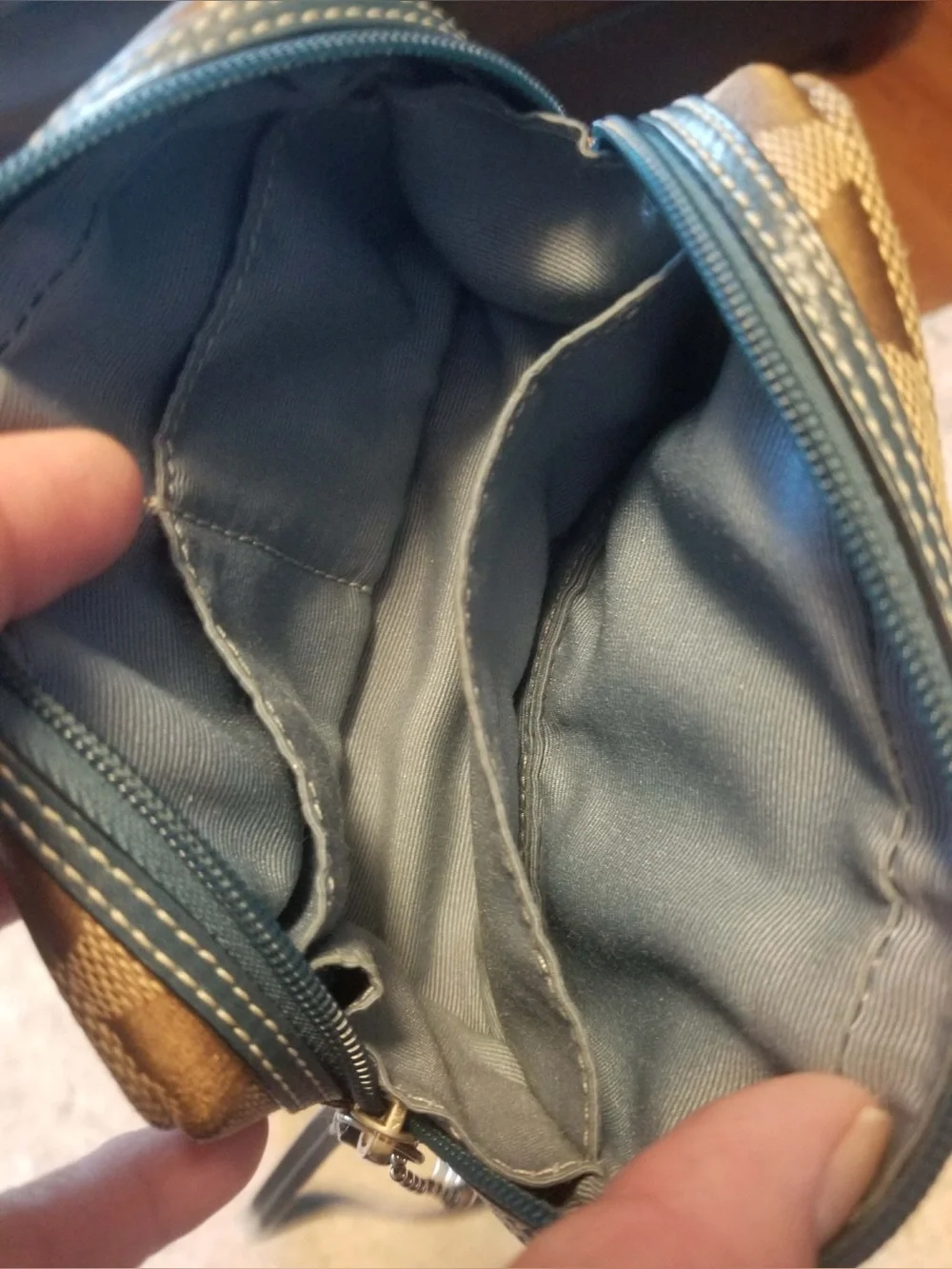 Coach Brown Signature Canvas Wristlet Pouch